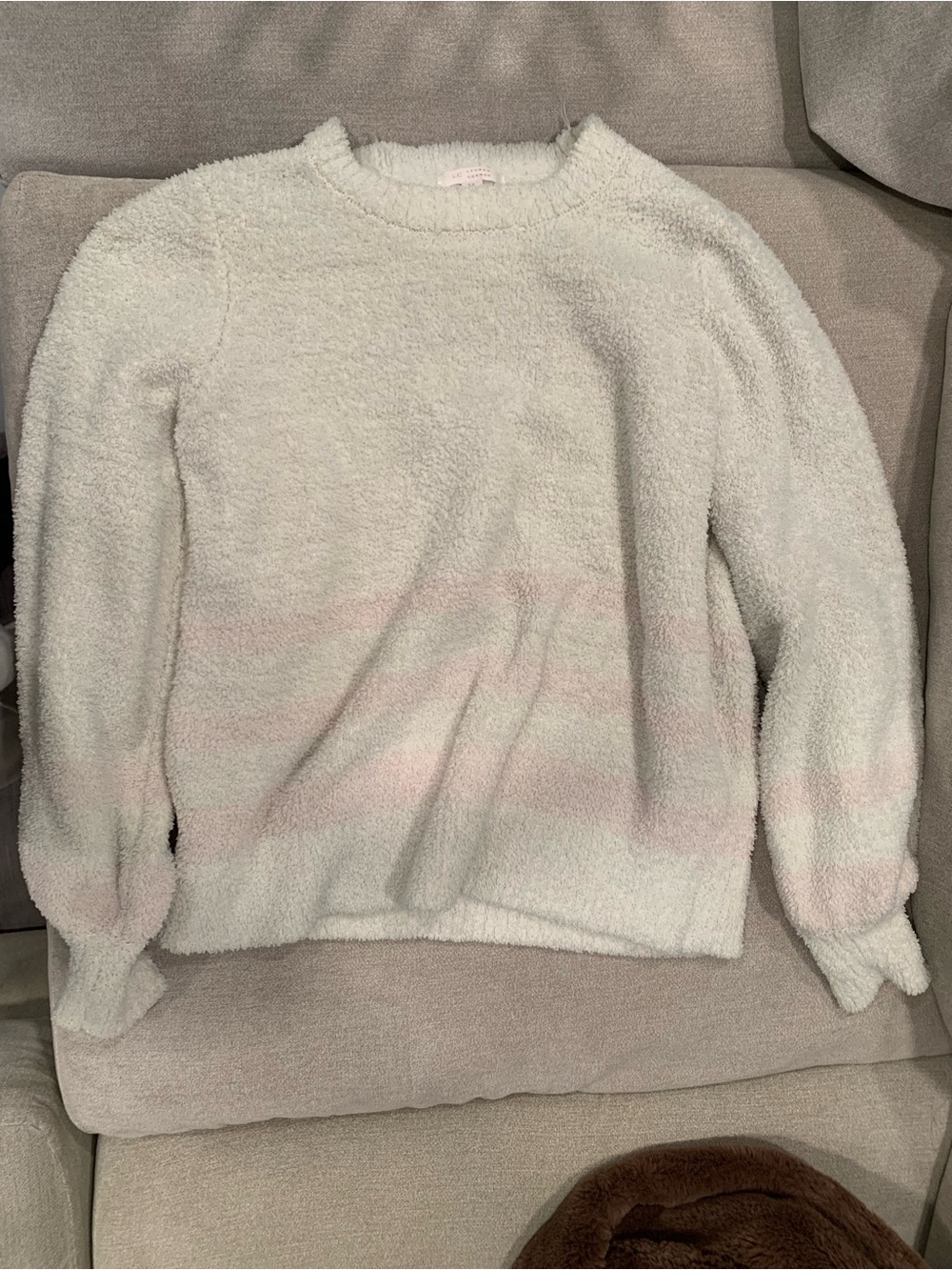 LC Lauren Conrad Cream Fuzzy Crewneck Sweater